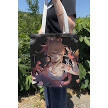 Zipzap Yoimiya Genshin Impact V5 Çift Taraflı Kanvas Baskı Bez Çanta Anime Çantası