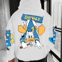 Tarzsokak Donald Duck Cool Pattern Erkek Kapüşonlu Üstü Sonbahar Ve Kış Yeni Koleksiyon Erkek Ve Kadın Beyaz