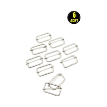 Usin 6 Adet 1,5 Cm Lik Metal Gümüş Çanta Sapı Kemer Dar Kolon Kumaş Boy Ayar Tokası Klipsi