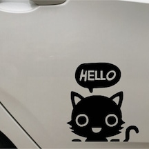 Karikatür Kedi Tasarım Oto Sticker Siyah 19 16 Cm