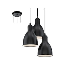 Mylights Retro Üçlü Metal Sarkıt Avize Siyah Içi Beyaz Sarkıt