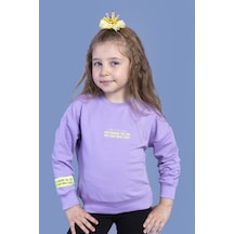Toontoy Kız Çocuk Baskılı Sweatshirt Lila