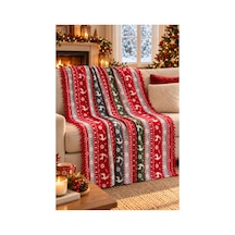 Nixa Yılbaşı Desenli Pamuklu Püsküllü Çift Kişilik Battaniye 180x220 Cm Kışlık Tv Battaniyesi, Koltuk Ve Yatak Örtüsü Çok Renkli