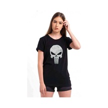 Punisher Baskılı Siyah Kadın Tshirt