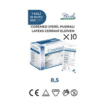 Steril Cerrahi Lateks Pudralı Eldiven 8,5 Beden 1 Koli-10 Paket-500 Çift