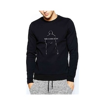 Sherlock Holmes Mobile Baskılı Siyah Erkek Örme Sweatshirt