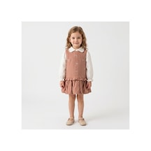 Ministok Miss Lady Fiyonk Nakış Jile Elbise Gömlek 2 Li Takım Kahverengi