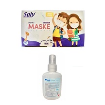 Soly Çocuk 3 Katlı Maske 50 Adet +Sprey Dezenfektan 100 Ml Beyaz