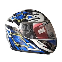 Shıro Sh3700 Helmet Full Face Motosiklet Kaskı Beyaz Mavi