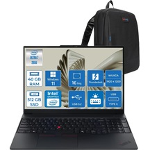 Lenovo ThinkPad E16 Gen 3 21SR0076TXH17 Ultra 7 265U 40 GB 512 GB SSD 16" W11H Dizüstü Bilgisayar + Zetta Çanta
