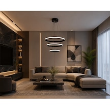 Artemıs Modern Siyah Led Sarkıt Avize,3 Renk Yanabilen Modern Avize,salon Led Avize