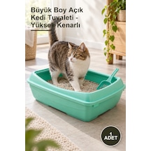 1 Adet Büyük Boy Açık Kedi Tuvaleti - Yüksek Kenarlı