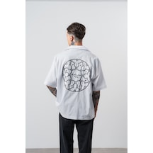 Respire Erkek Itsbyzey Nakışlı Oversize Gömlek Beyaz