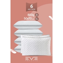 Eve Tekstil 6 Adet Klimax Serisi Kılıflı Fermuarlı Klimali Antialerjik Silikon Elyaf Yastık 50x70cm 900 Gr Beyaz