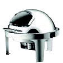Deluxe Camlı Yuvarlak Rolltop Chafing Dish Jel Yakıtlı