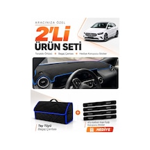 E-biz Mercedes W247 B180 B Class 2019-2022 Uyumlu Torpido + Tay Tüyü Çanta - Siyah-mavi - Mb002