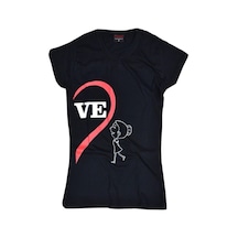 Stoned&Fame Siyah Yarım Kalp Ve Baskılı T-shirt SIYAH Siyah