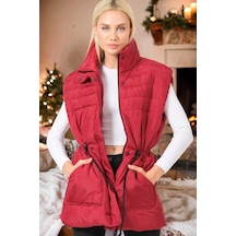 Z6747 Dewberry Bayan Yelek-düz Bordo Düz Bordo
