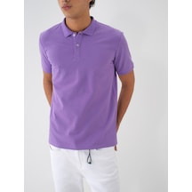Xint Lila Pamuk Dokulu Regular Fit Tişört 502070