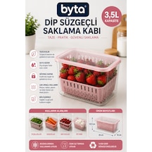 3,5 L Dip Süzgeçli Meyve Ve Sebze Saklama Kabı Kapaklı Gıda Muhafaza Kutusu Pembe Mavi Mor Siyah 1 Adet Karışık Renk Gönderilir Pembe