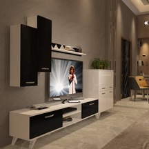 Decoraktiv Eko 6 Mdf Dvd Retro Tv Ünitesi Tv Sehpası Beyaz - Siyah