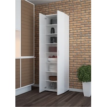 Çok Amaçlı Dolap Mutfak Dolabı Banyo Dolabı Çocuk Odası Dolabı 8 Raflı Dolap Kapaklı Beyaz