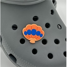 Crocs Terlik Süsü Ve Aksesuarı , Çanta Süsü Jibbitz Deniz Kabuğu Midye 04 Görsel Figür Aksesuar Turuncu-mavi