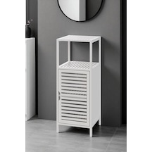 Digithome Bambu Beyaz Lake 1 Kapaklı 2 Raflı Banyo Düzenleyici Organizer Dik Dolap Db-0044 Beyaz