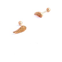 Melek Kanadı Figürlü 925ayar Gümüş Rose Tragus Kıkırdak Piercing Altın