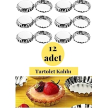 12 Li Tartolet Kek Kurabiye Kalıbı Büyük Boy Metal Kek Kalıbı Paslanmaz Çelik Metalik Diğer