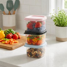 3 Adet 140 Ml Mini Mama Kabı Seti, Kapaklı Küçük Saklama Kabı, Atıştırmalık Meyve Sebze Ve Kuruyemiş İçin Şeffaf Gıda Saklama Kabı Çok Renkli