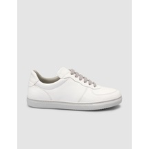 Monamae Beyaz - Gri Detaylı Kadın Sneaker Beyaz