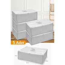 Serstil 5 Adet - Büyük Boy Baza Altı Gri Çizgili Hurç 62 X 46 X 22 Cm