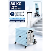 80 Kg Taşıma Kapasiteli Katlanır 3 Tekerlekli Merdiven Çıkan Market Pazar Ve Yük Taşıma Arabası