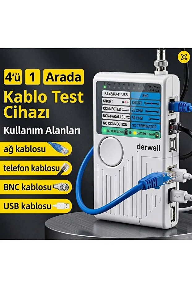 Rj45+usb+rj11+bnc Profesyonel Çantalı Telefon Koaksiyel Usb 4'ü 1 Arada Uzaktan Kablo Test Cihazı Hızlı Tepki Ayrılabilir Network