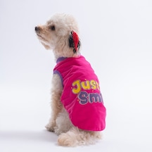 Fuchsia-fuşya Just Smile Tişört Kedi Köpek Tişörtü-kedi Köpek Kıyafeti