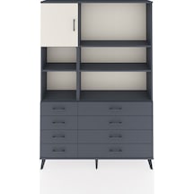 Arges Dolap 7 Raflı 8 Çekmeceli Tek Kapaklı 132x30x195 Antrasit-aytaşı/antrasit Aytası/antrasıt