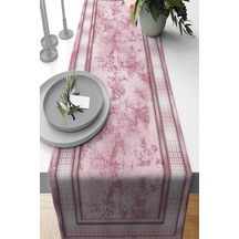 Pembe Çerçeveli Desen Premium Masa Örtüsü Runner Rnr400n11