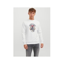 Jack & Jones Jorboney Erkek Beyaz Sweatshirt 12244220-white Siyah