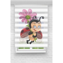 Perdecizade Enxboy Uğur Böceği Dijital Baskılı Zebra Perde-cocuk Odası-stor Perde Renkli