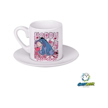 Sevgililer Günü Eeyore Türk Kahvesi Fincanı 0169 Beyaz