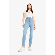 DeFacto Anna Skinny Fit Yüksek Bel Düz Paça Uzun Jean Taş Yıkama Pantolon D8181AX25SPNM85