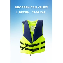 L Beden 10-15 Yaş, Neopren Sünger Yüzme Can Yeleği, Havuz Deniz Sarı - Lacivert