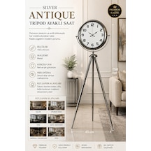 Silver Antiique 150 X 45 Cm Tripod Ayaklı Saat Krom