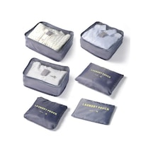 Gri 6 Adet Seyahat Saklama Torbaları Örgü Pencere Nefes Çok Amaçlı İç Giyim Ayakkabı Organizasyonu Büyük Kapasiteli Saklama Çantası Gri