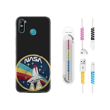 Infinix Smart 4 Kılıf Kablo Koruyuculu Nasa 1326 Siyah