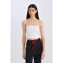 DeFacto Crop Pamuklu Beyaz Askılı Atlet-Fall in Love Y2249AZ25SPWT34