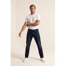 Jsco Erkek Texas Yüksek Bel Fermuarlı Boru Paça Jean Pantolon Js4412-f08 Mavi - Siyah