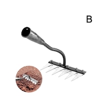 5/6/7/8 Diş Karbon Çelik Bahçe El Tırmık Çiftlik Aracı Ayıklayacaktır Kazıyıcı Tarımsal Tırnak Tırmık Metal Tırmık Bahçe Weedingtool Koyu Gri Cn