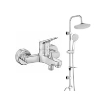 E.c.a. Spylos Banyo Bataryası+t-may Banyo Lidya Oval Tepe Duş Takımı Seti - Krom - Paslanmaz
